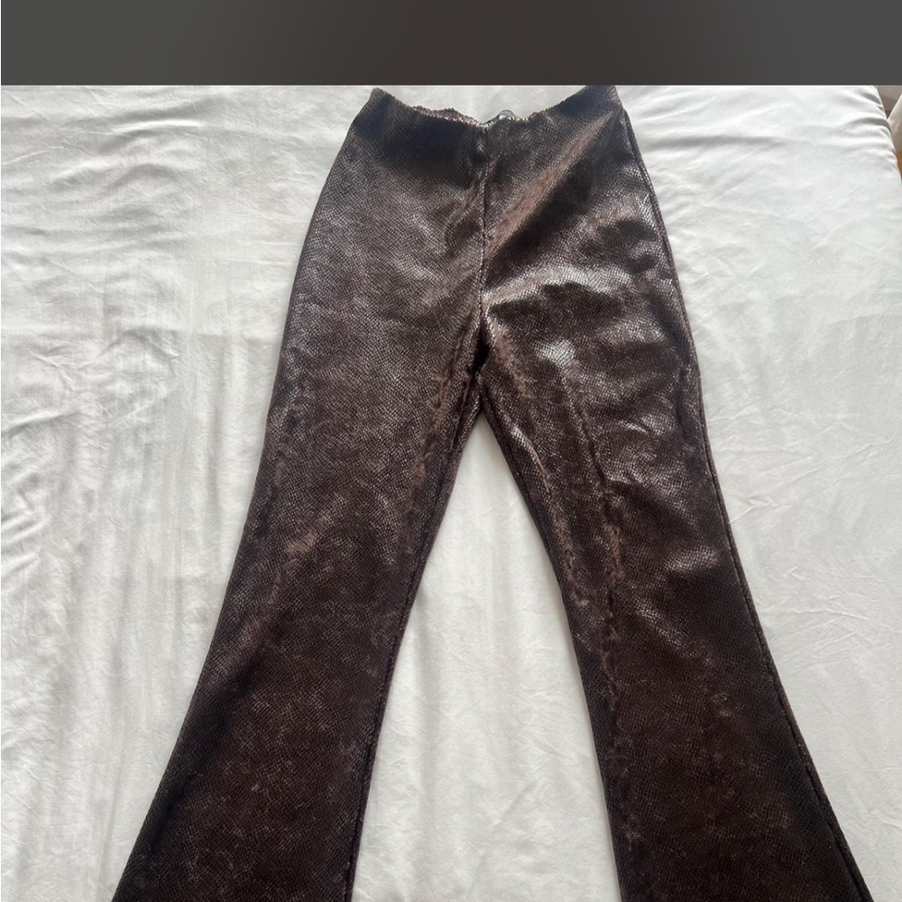 High waisted Burgundy Brown Flared Pants
